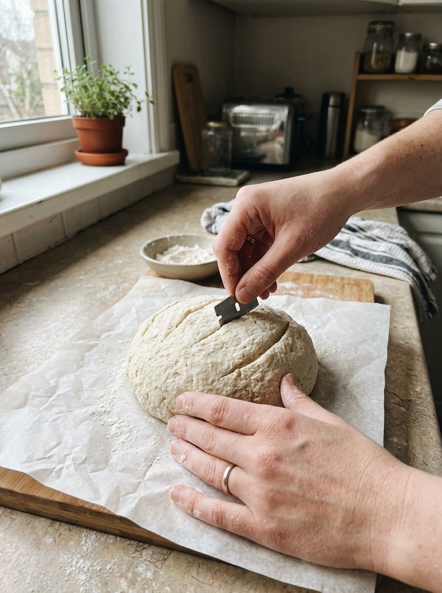 Dando forma a la masa de pan sin gluten